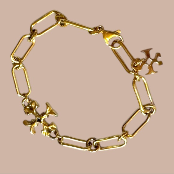 TORY BURCH VINTAGE GOLD ROXANNE CHAIN BRACELET